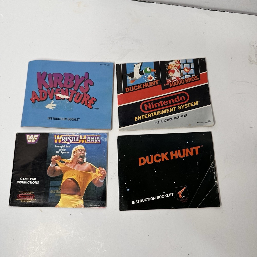 Lot of 4 Nintendo NES Manuals Kirby Super Mario Bros Duck Hunt WrestleMania